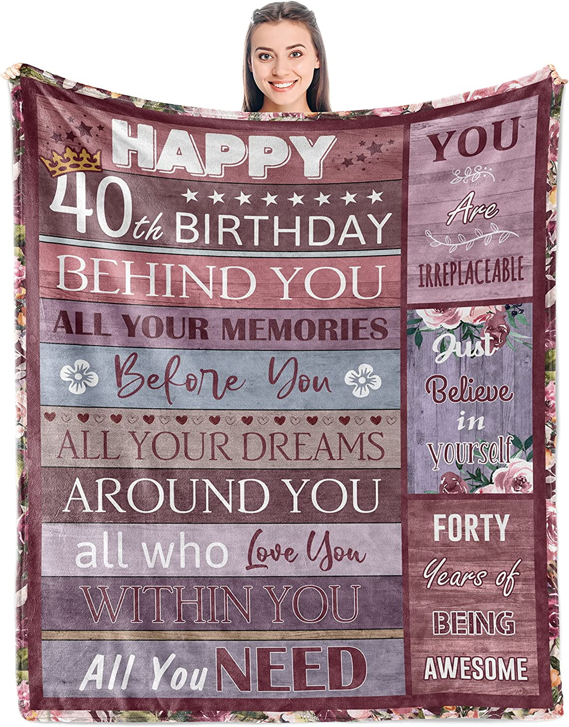 Best 40th Birthday Gifts Women-40th Birthday Gift Ideas - 40th Birthday Gift for Female - 40th Birthday Favors - 40 Year Old Birthday Gifts&nbsp;Blanket 50"x60" - Walmart.com